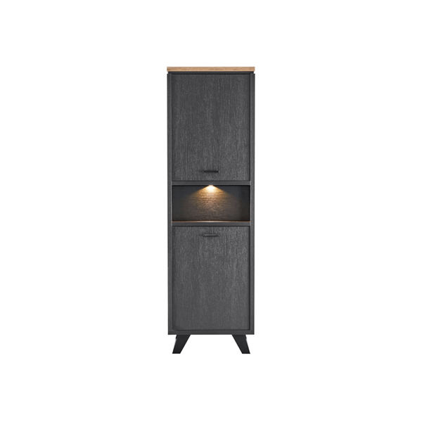 opbergkast troia, opbergkast, lange kast, ledverlichting, pushtoopen, softclose, industrieel, zwarte opbergkast, staande opbergkast, moderne opbergkast