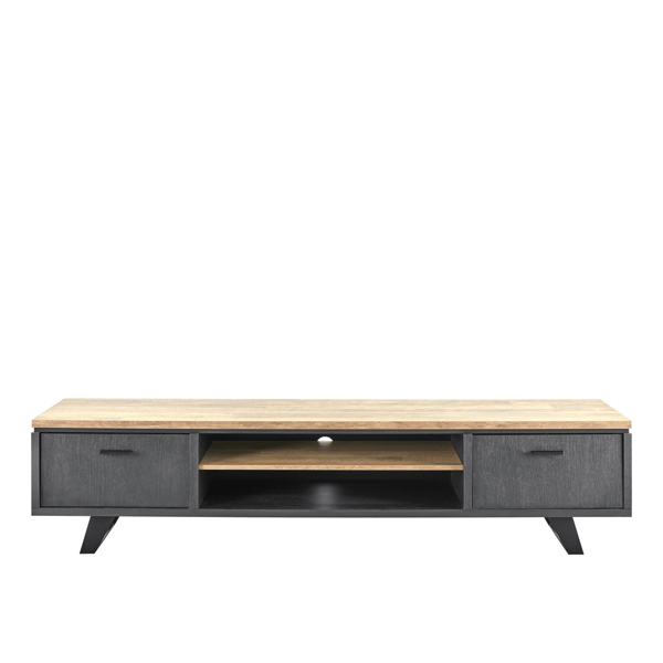 tv-meubel troia, inhouse, zwart tv-meubel, industrieel, modern, melamine, robuust