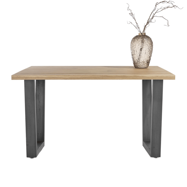 bartafel nyborg metaal, bartafel, eiken bartafel, natuurlijke bartafel, eettafel, eiken eettafel, modern, natuurlijk, metalen poot, landelijk, henders en hazel