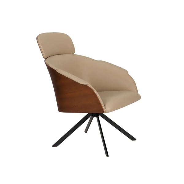 fauteuil frie, zuiver, walnoot, beige, modern, design, natuurlijk, minimalistisch, warme uitstraling, leder, bohemian interieur, scandinavisch