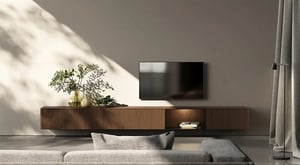 Zwevend tv meubel ron hout saunaco
