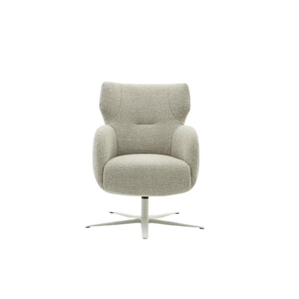 Jonas fauteuil uit de Ruijtercollectie met modern design en luxe stoffering in een stijlvolle woonkamer.