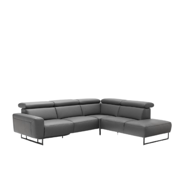 Olivier hoekbank in luxe stofuitvoering met verstelbare hoofdsteunen en comfortabele zit.
