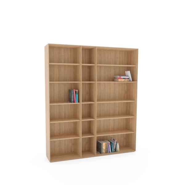 Rodam Sigma boekenkast – open kast in massief eikenhout met grafische vakverdeling voor boeken en decoratie