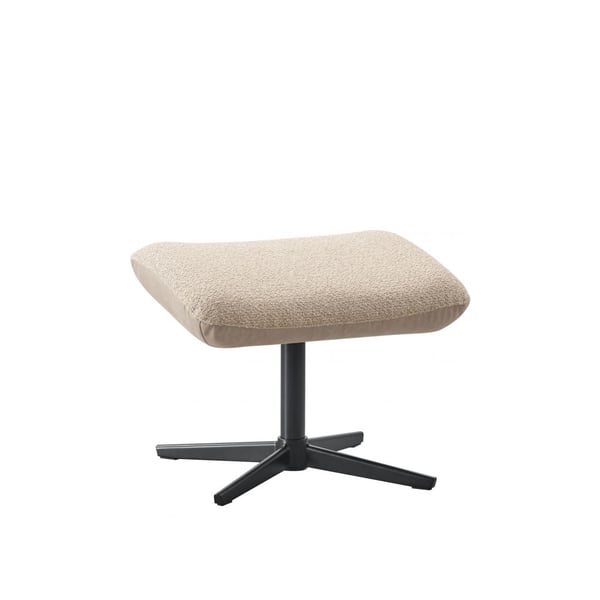 Hocker Airola, Voetenbank, Bouclé stof, Microvezel bekleding, Zwarte draaivoet, Comfort hocker, Relax hocker, Moderne hocker, Bijpassend bij fauteuil Airola