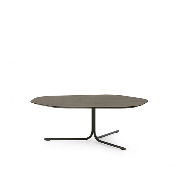 Leolux Canopy salontafel in moderne woonkamer, met organische vormen en verschillende hoogtes.