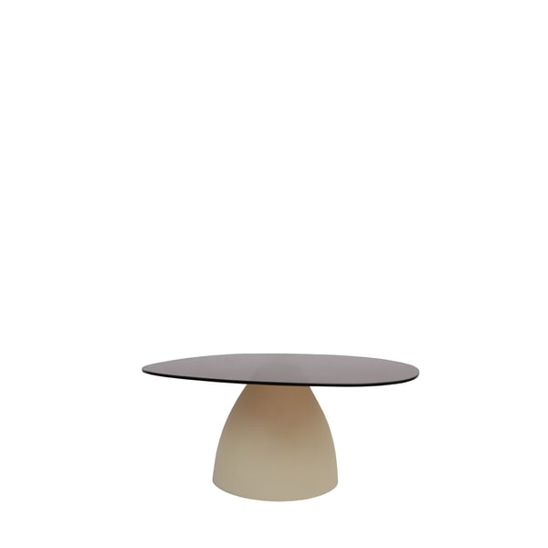 salontafel, rookglas, organische vorm, crème, staal, INHOUSE, design tafel, modern