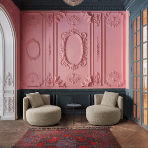 Papadatos Petit Fleur loveseat met organisch design en hoogwaardige afwerking in een moderne woonkamer.