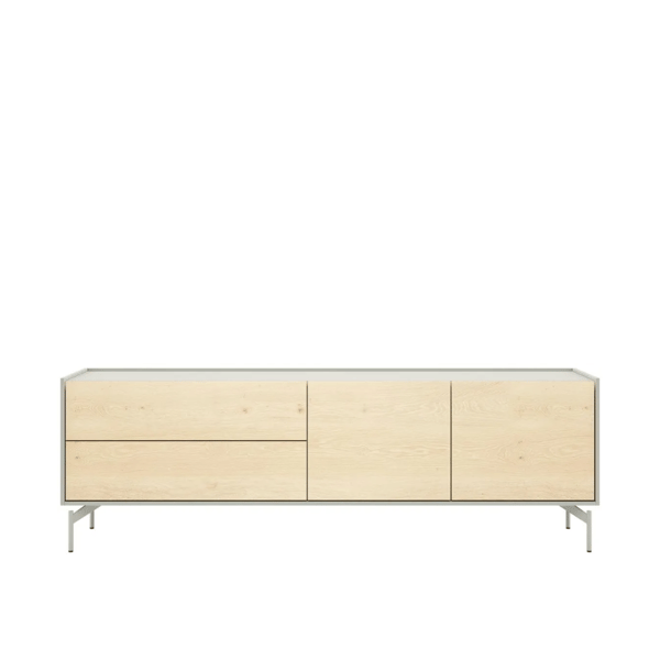 lowboard, tv-meubel, eikenfineer, zijdegrijs, softclose, zwevend effect, modern design, INHOUSE Lowboard Niora Silk Grey