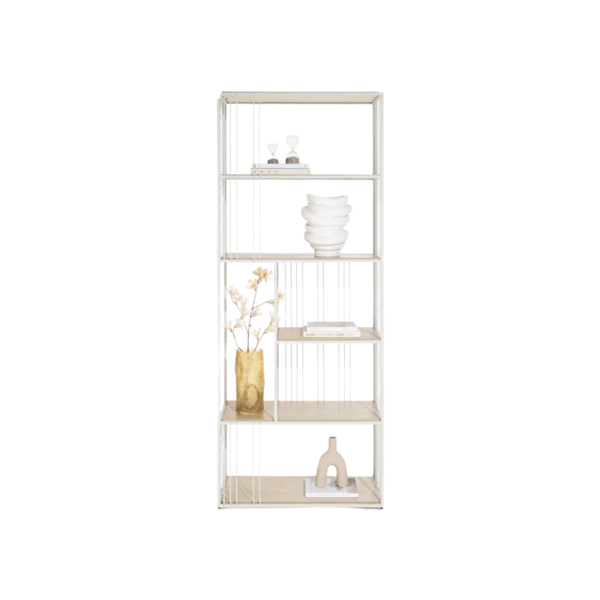 roomdivider, open kast, eikenfineer, silk grey, metalen frame, smal, design scheidingswand, luchtig design, Xooon