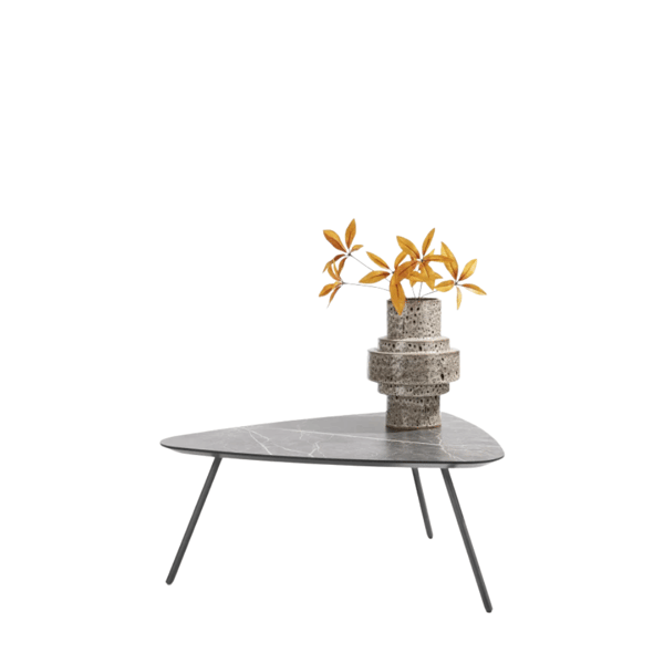 85x77 cm eikenfineer grafiet onderstel Metalen frame minimalistisch design moderne salontafel natuurlijke uitstraling NIORA collectie Organisch blad salontafel
