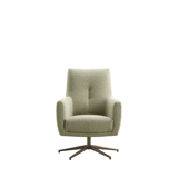 Fauteuil Merendy groen met hoge rug, draaibare vijfteens poot in perle brown en zitcomfort met traagschuim