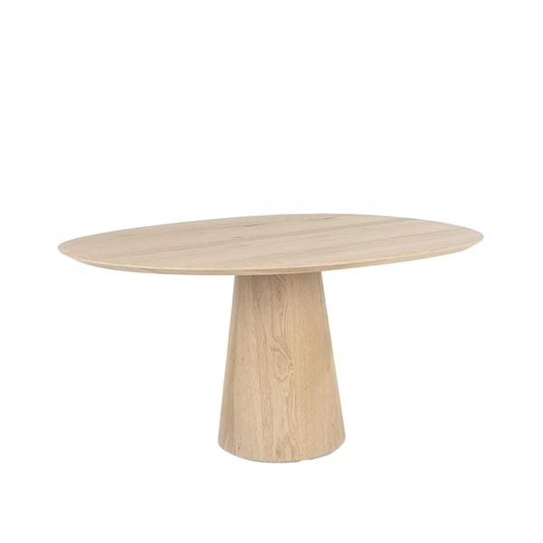 eettafel Trenton 150 cm, eikenfineer, organische tafel, conische poot, naturel, clay, De Ruijtermeubel, ronde tafel, design eettafel