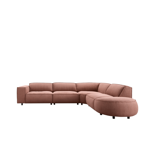 Elementenbank Marcina roze – modulaire hoekbank in velours met vintage uitstraling