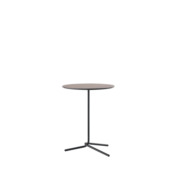 Bijzettafel Malvern rond 42 cm in HPL Barockeiche met zwart metalen onderstel hoogte 54 cm