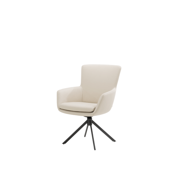 Draaifauteuil Aida van Bert Plantagie in leder met antraciet 4-teens onderstel