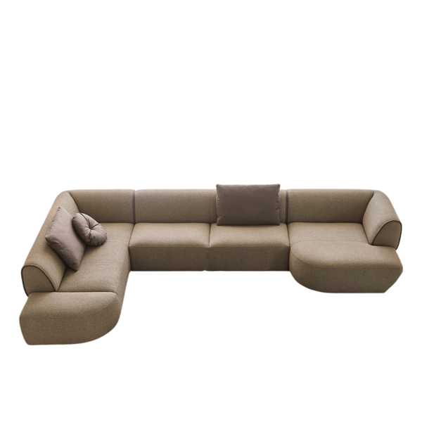 Bank Rozan van Bert Plantagie in modulaire opstelling met dormeuse en royale zit, bekleed in luxe stof, geschikt voor modern en landelijk interieur.