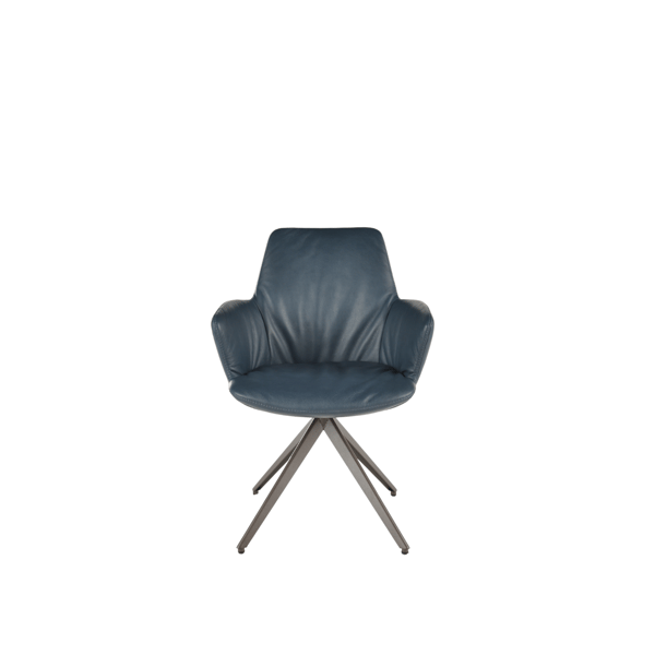 Draaifauteuil Maple in leder met armleuningen en metalen statiefonderstel, te zien bij De Ruijtermeubel in Cruquius.