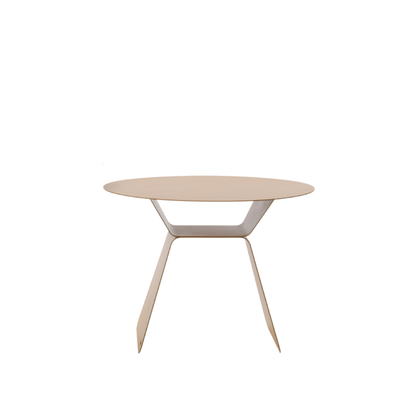 Ovale bijzettafel Olly in staal met Orange Brown lak van Bert Plantagie