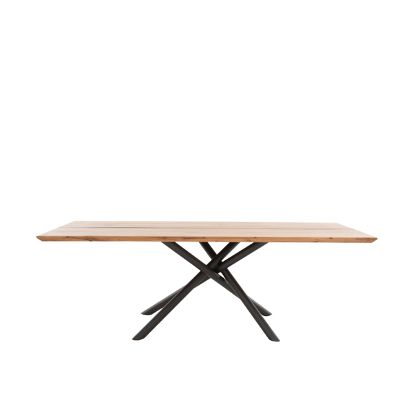 Eettafel Maas van Bert Plantagie met eikenhouten blad in Samas HPL en antraciet metalen onderstel, verkrijgbaar bij De Ruijtermeubel