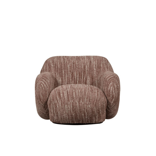 Fauteuil Folke van WOOOD met zachte bekleding, ronde vormen en draaifunctie in modern Scandinavisch design