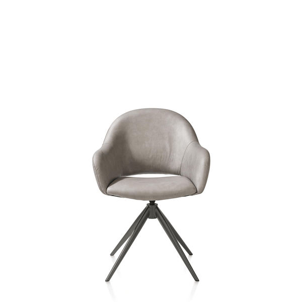 XOOON armstoel Finn met armleuningen in zachte bekleding en metalen onderstel