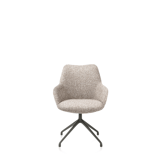 XOOON Mats armstoel in lichte stof met draaibaar metalen onderstel, moderne uitstraling