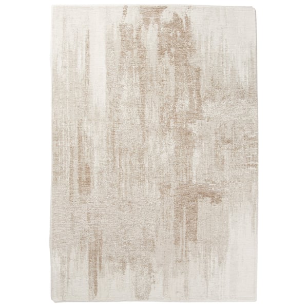 Cavaro vloerkleed in beige tinten met grafisch patroon white wash, design van Mart Visser