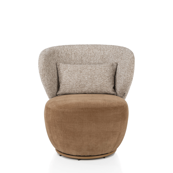 XOOON Fauteuil Solee met ronde zitting, draaipoot en zachte bekleding