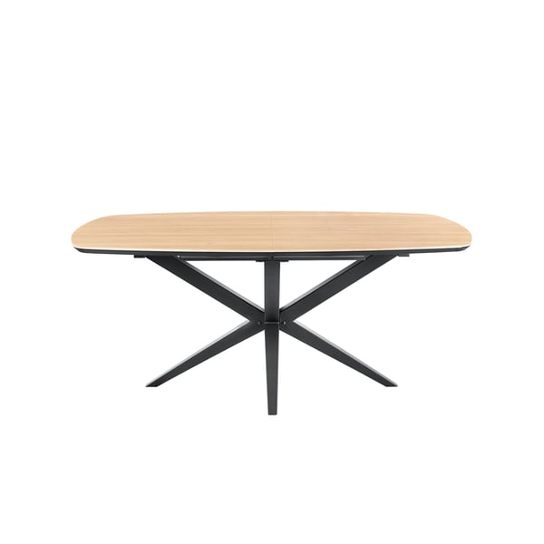 Uitschuiftafel Warita, Warita Old Oak, Warita uitschuiftafel, Deens ovale uitschuiftafel, uitschuifbare tafel, tafel met spinpoot, Lamulux tafel, moderne uitschuiftafel, tafel zwart onderstel, tafel houtlook