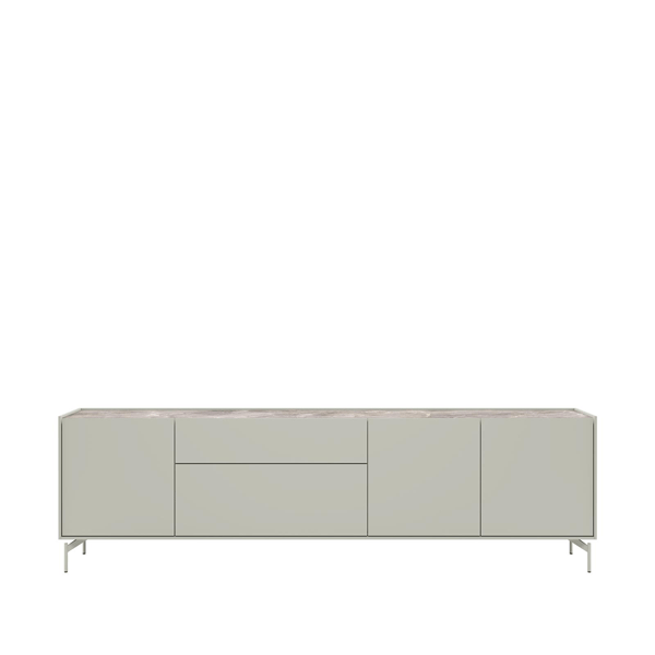 XOOON Noon dressoir in silk grey met metalen onderstel en softclose deuren