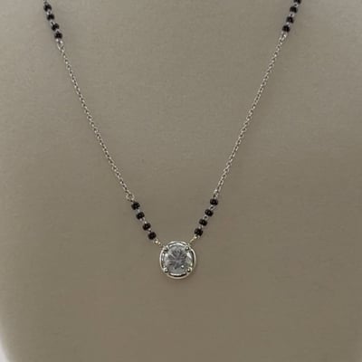 14K White Gold 1.2ct round Round Solitaire Mangalsutra In 14k White Gold — Lab-grown diamond jewelry from RVR Collective