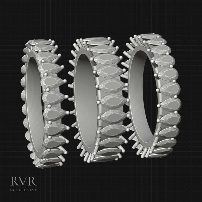 CAD exploded view of the three bands