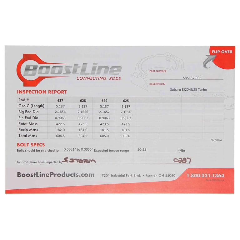 Subaru EJ20-25Turbo Connecting Rod Set 130.5 Mm Length - ARP 2000