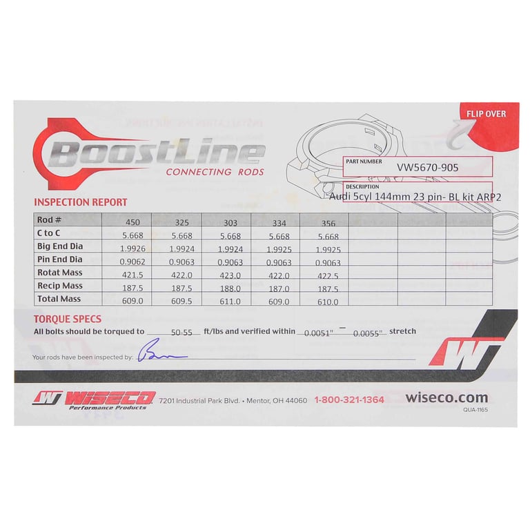 Audi 5 Cylinder Connecting Rod Set 144 Mm Length - ARP 2000 Bolts