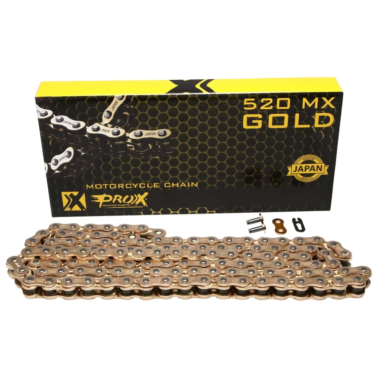 Drive Non O-Ring Gold Motorcycle Chain – 520 X 120 Links, For