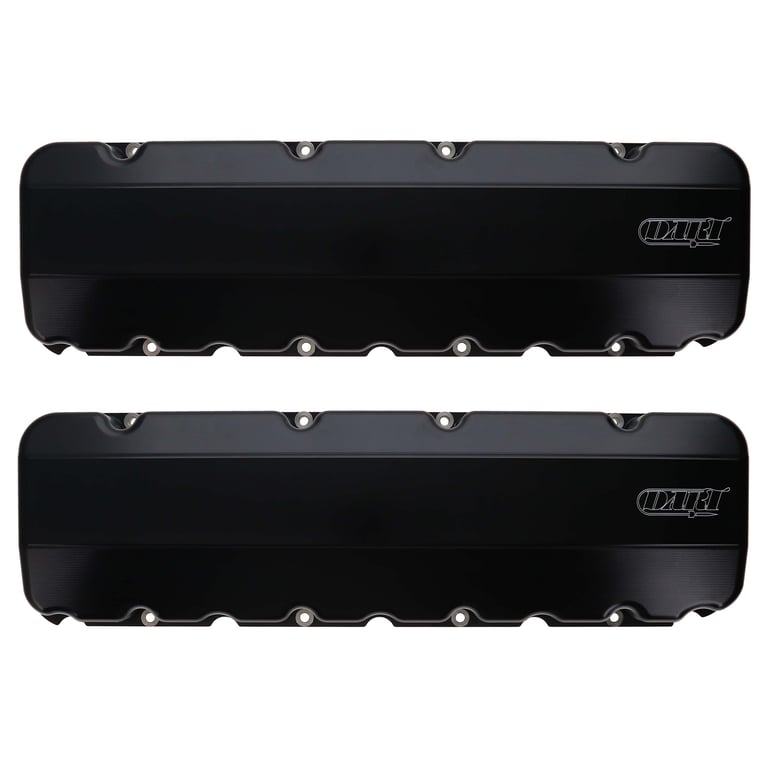 BBC Billet Aluminum Valve Cover Set W/ Logo Black Anodized