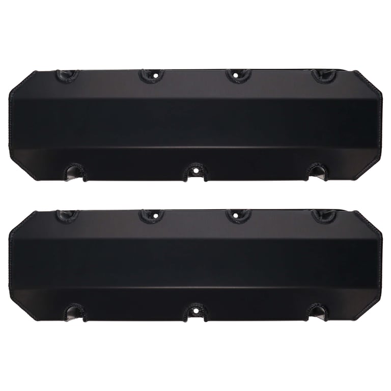 BBC Fabricated Aluminum Valve Cover Set W/ No Logo Black Anodized