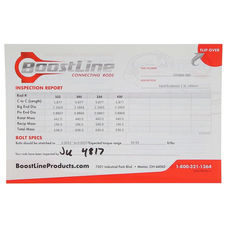 Ford, 2.3L EcoBoost, 5.866 In. Length, Connecting Rod Set
