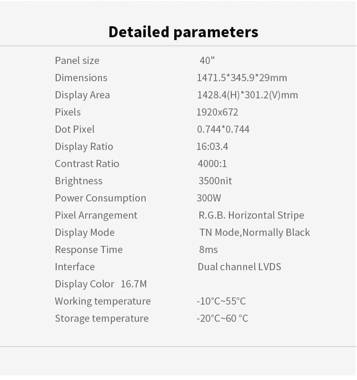 Model Number:MWE662 TAXI TOP Strip Dual Sided Outdoor LCD Display with OMC