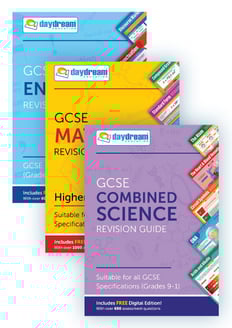 GCSE English, Maths (Higher) & Science Revision Guide Study Pack