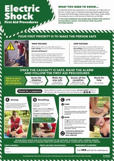 Electric Shock First Aid Procedures poster