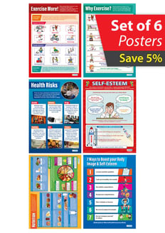 Physical & Mental Health Posters - Set of 6 - Includes Free Body Image Poster