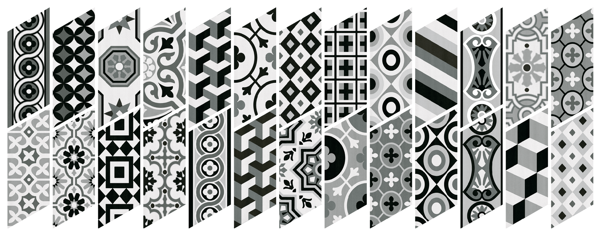 Chevron Patchwork B&W Derecho 9X20,5cm.