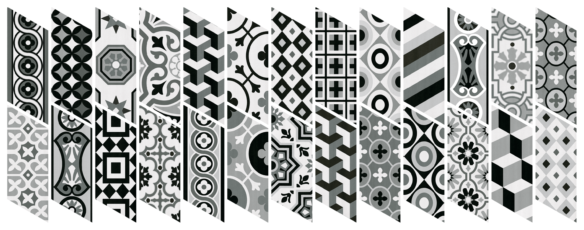 Chevron Patchwork B&W Izquierdo 9X20,5cm.