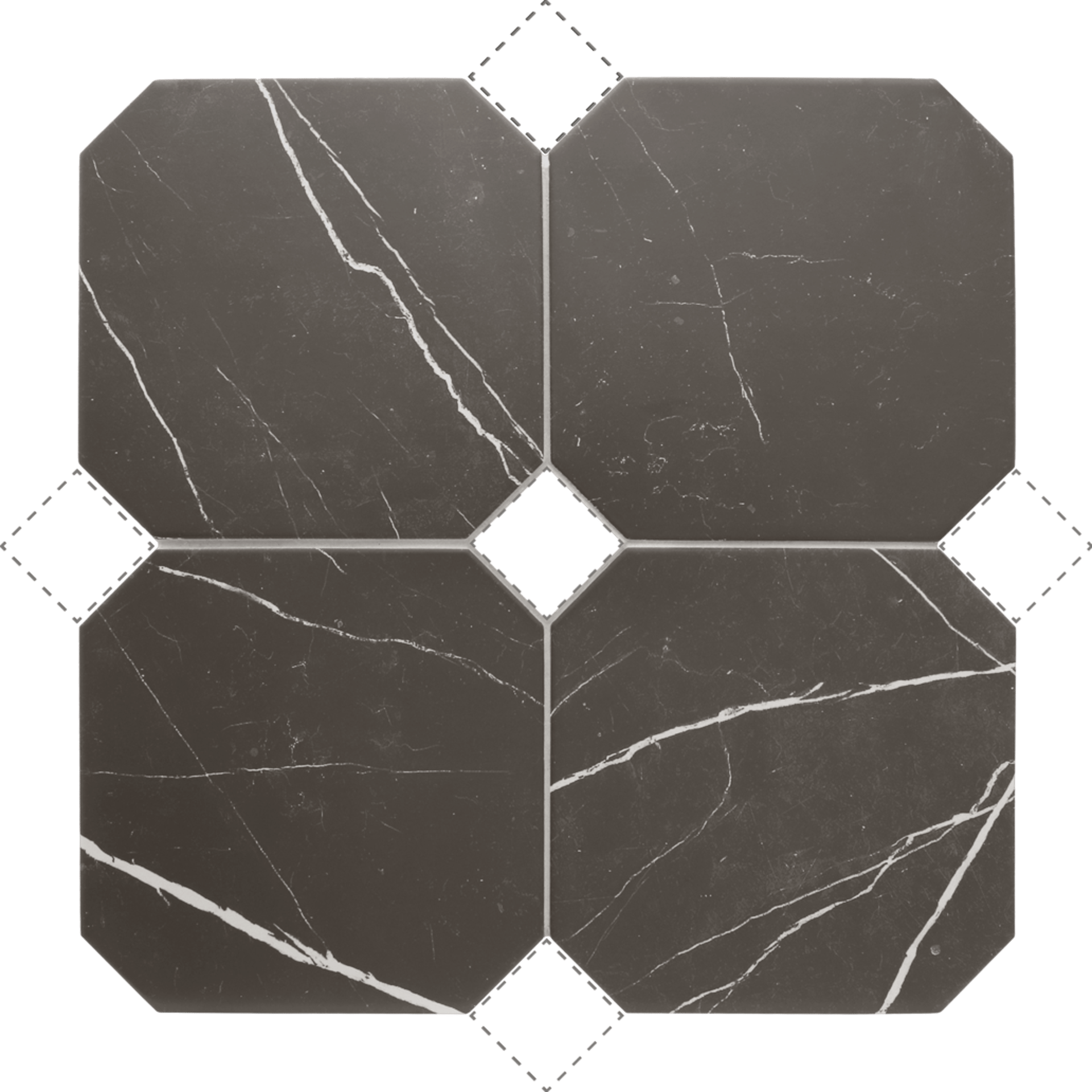 Octagon Marmol Negro 20X20cm.