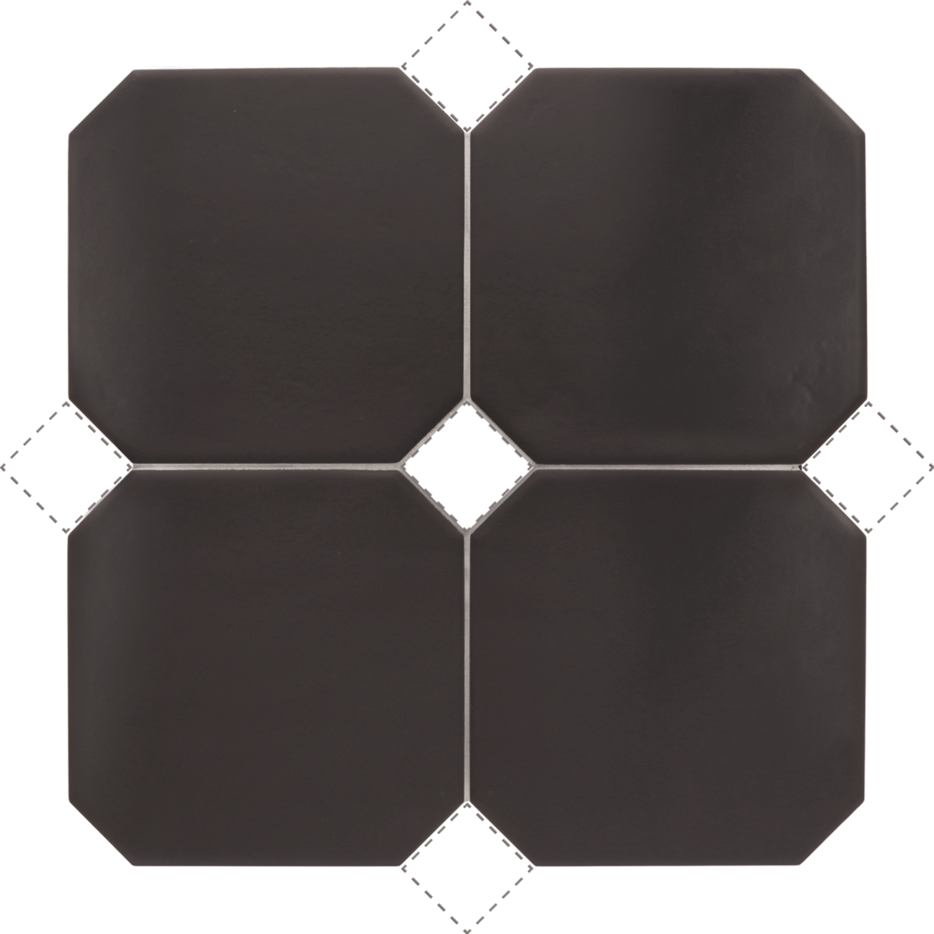 Octagon Negro Mate 20X20cm.