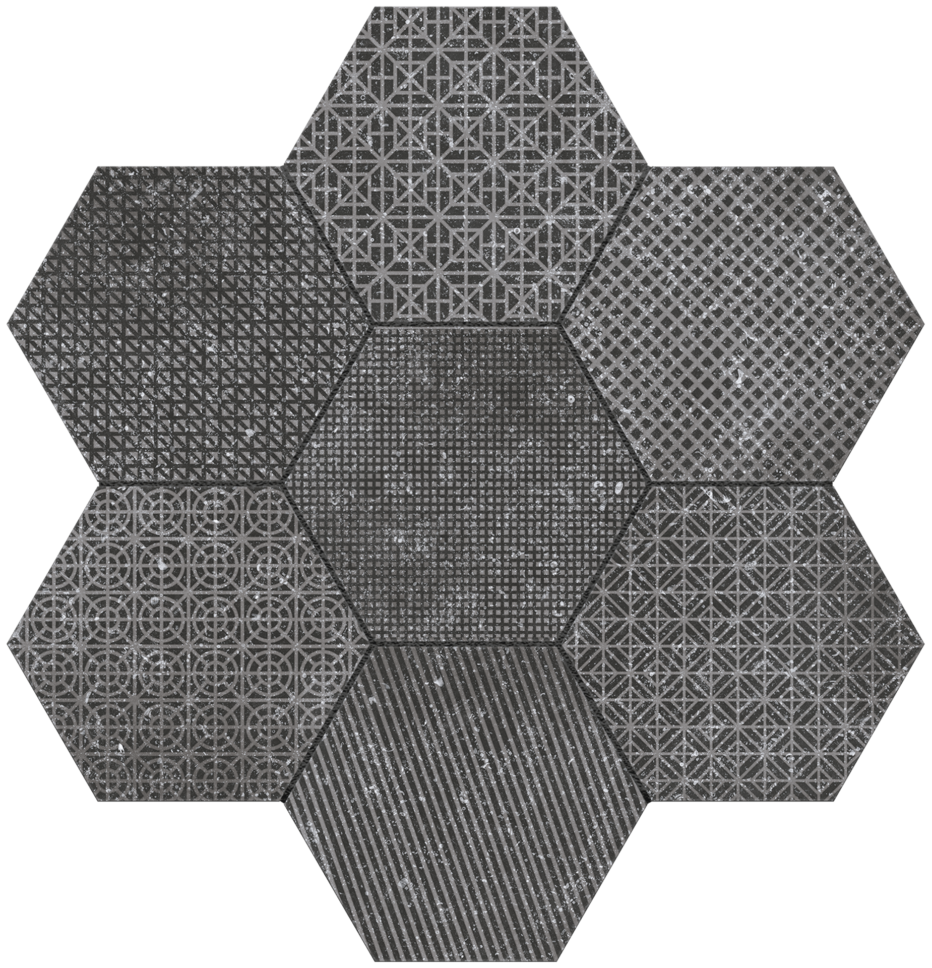 Coralstone Hexagon Melange Black 29,2X25,4cm.