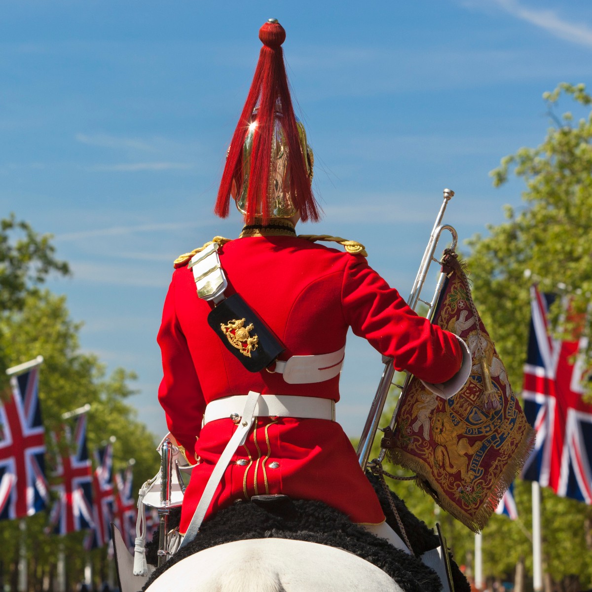 Mounted soldier of the Household Cavalry along The Mall, London