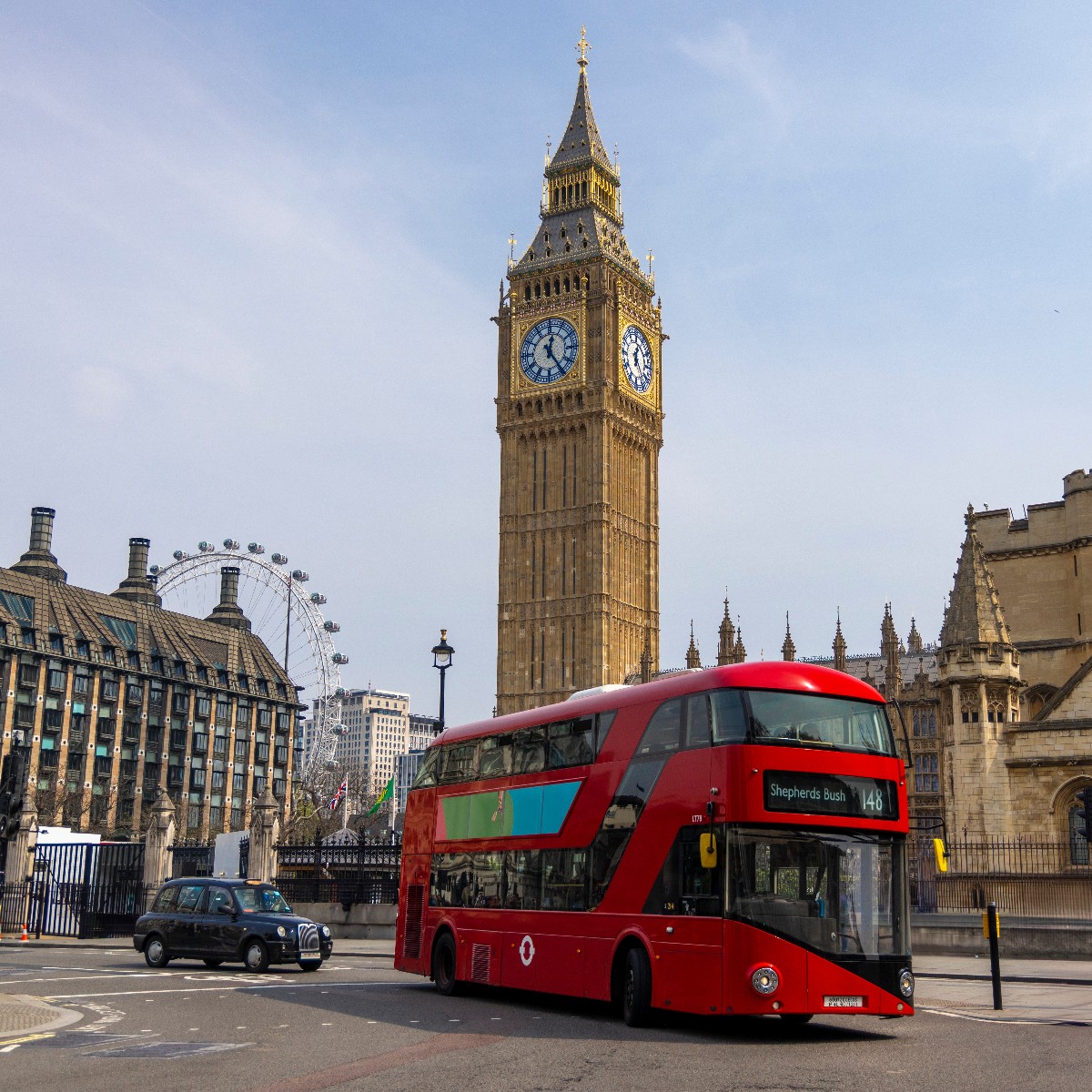 A stunning view of a classic red doubledecker bus
